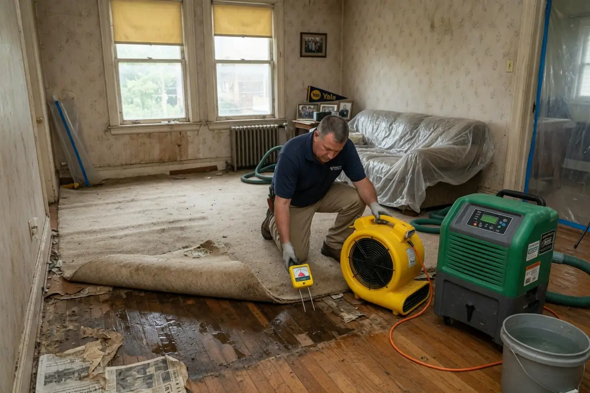 Water Damage Restoration New Haven CT, LLC crew at work